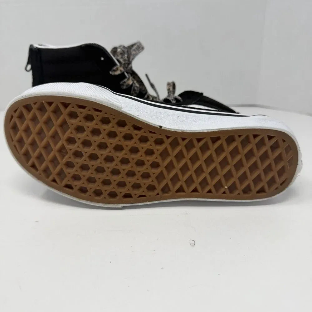 VANS High Top Off The Wall Zip Heel Cheetah Heart Kids Size 2.0 Skate